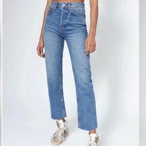 Re/ Done Jeans 70's Stove Pipe Mid Wash Raw Hem